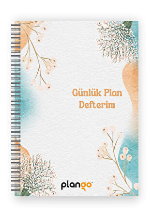 Suluboya Çiçek Spiralli Günlük Planlama Defteri - 100 Sayfa - 17x24 Planlayıcı Defter