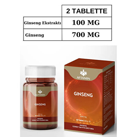 Alftamin Ginseng İçeren Takviye Edici Gıda 1000 mg 60 Tablet