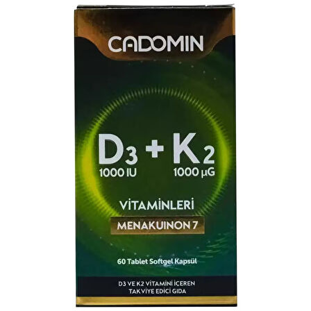 Cadomin D3+K2 Vitaminleri 60 Softjel Kapsül