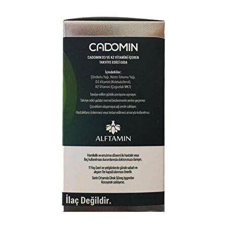 Cadomin D3+K2 Vitaminleri 60 Softjel Kapsül