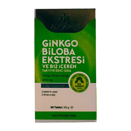 Alftamin Ginkgo Biloba ve B12 İçeren Takviye 1100 mg 60 Tablet