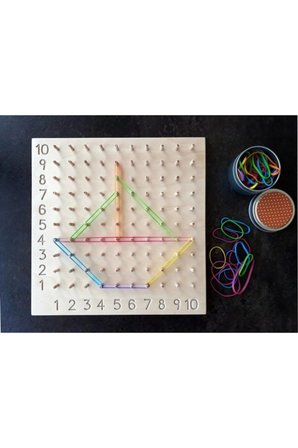 Sayılar Geometrik Şekiller Ile Lastik Ve Pim Geçirme Montessori Oyunu