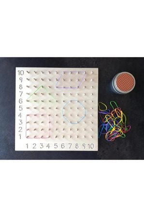 Sayılar Geometrik Şekiller Ile Lastik Ve Pim Geçirme Montessori Oyunu