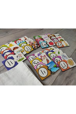 Montessori Renkli Alfabe Eşleştirmeli Puzzle 9 Cm * 4,5 Cm