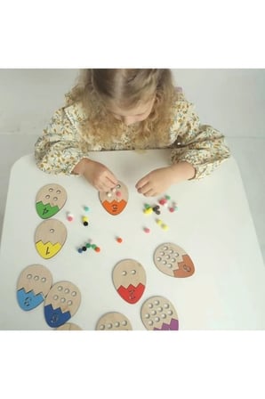 Ponponlu Yumurta Sayı Ve Değerlerini Öğreniyorum Ahşap Montessori Puzzle