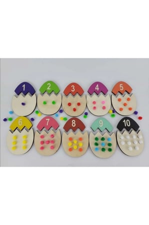 Ponponlu Yumurta Sayı Ve Değerlerini Öğreniyorum Ahşap Montessori Puzzle