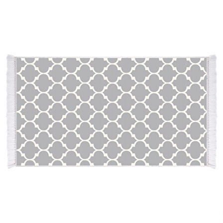 Dekoreko İnci Halı Dijital Saçaklı 2025 -Beyaz