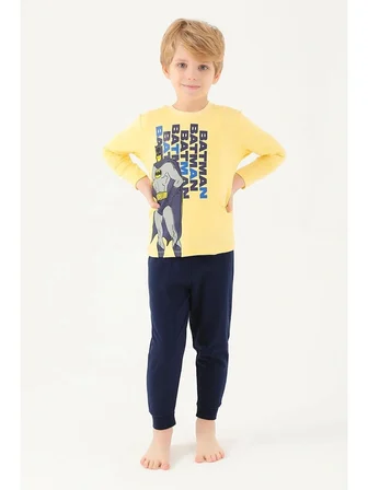 Arnetta Sarı Erkek Çocuk Uzun Kol Pijama Takım Batman L1594