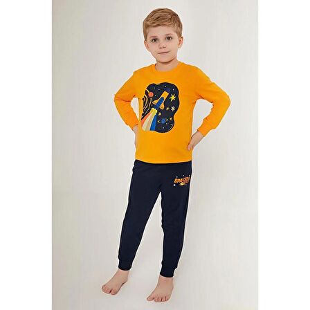 Rolypoly RP3186-G Spaced Turuncu Erkek Çocuk Pijama Takımı -10/11 Yaş 