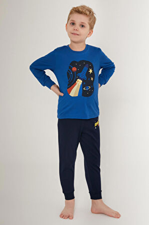 Rolypoly Spaced Out Mavi Erkek Çocuk Uzun Kol Pijama Takım
