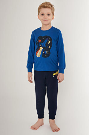 Rolypoly Spaced Out Mavi Erkek Çocuk Uzun Kol Pijama Takım