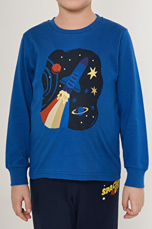 Rolypoly Spaced Out Mavi Erkek Çocuk Uzun Kol Pijama Takım