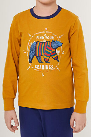 Rolypoly Bearing Açık Kahverengi Erkek Çocuk Uzun Kol Pijama Takım