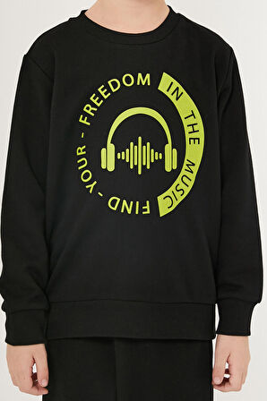 Rolypoly Find Your Freedom İn The Music Siyah Erkek Çocuk Eşofman Takımı