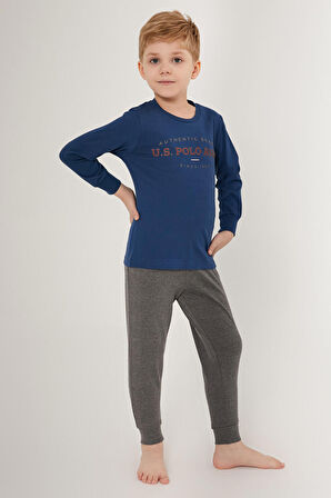 U.S. Polo Assn Shine 1890 Koyu Mavi Erkek Çocuk Uzun Kol Pijama Takım