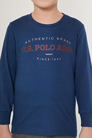 U.S. Polo Assn Shine 1890 Koyu Mavi Erkek Çocuk Uzun Kol Pijama Takım