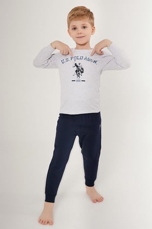 U.S. Polo Assn Nice Beyaz Erkek Çocuk Uzun Kol Pijama Takım