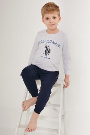 U.S. Polo Assn Nice Beyaz Erkek Çocuk Uzun Kol Pijama Takım