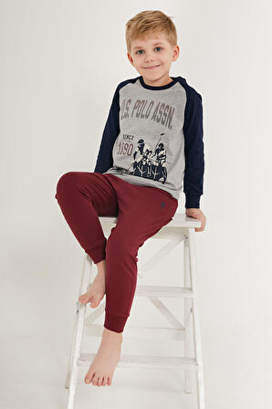 U.S. Polo Assn Cute Gri Erkek Çocuk Uzun Kol Pijama Takım