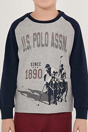 U.S. Polo Assn Cute Gri Erkek Çocuk Uzun Kol Pijama Takım