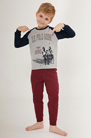 U.S. Polo Assn Cute Gri Erkek Çocuk Uzun Kol Pijama Takım
