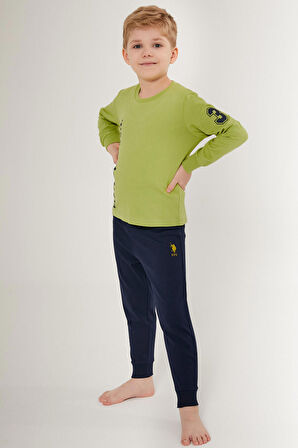 U.S. Polo Assn Multicolored Yeşil Erkek Çocuk Uzun Kol Pijama Takım