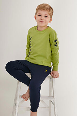U.S. Polo Assn Multicolored Yeşil Erkek Çocuk Uzun Kol Pijama Takım