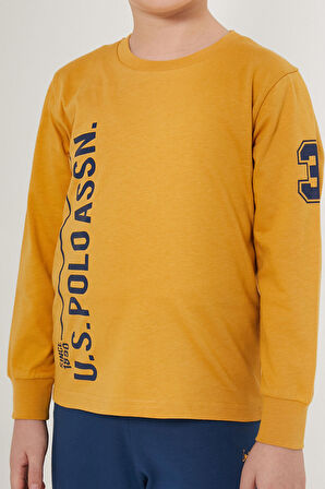 U.S. Polo Assn Ribbon Kahverengi Erkek Çocuk Uzun Kol Pijama Takım