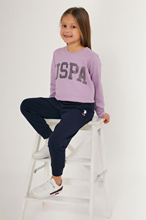 U.S. Polo Assn Scaly Lila Kız Çocuk Uzun Kol Pijama Takım