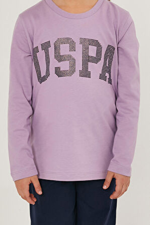 U.S. Polo Assn Scaly Lila Kız Çocuk Uzun Kol Pijama Takım