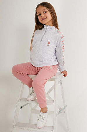 U.S. Polo Assn Zipper Detail Gri Kız Çocuk Eşofman Takımı