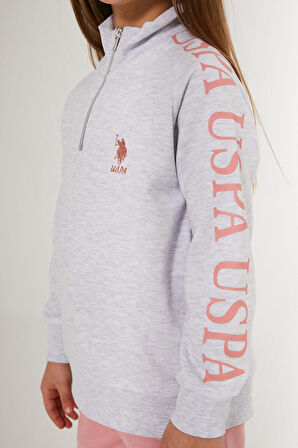 U.S. Polo Assn Zipper Detail Gri Kız Çocuk Eşofman Takımı