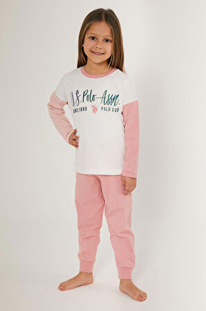 U.S. Polo Assn Girl  Pembe Kız Çocuk Uzun Kol Pijama Takım