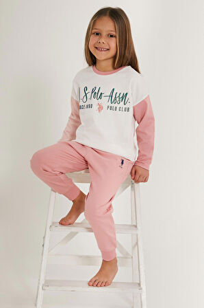 U.S. Polo Assn Girl  Pembe Kız Çocuk Uzun Kol Pijama Takım