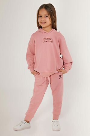 Retro Pembe Kız Çocuk Eşofman Takımı