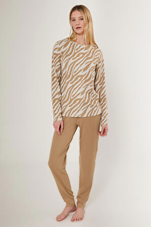 Pierre Cardin İnclined Kahverengi Kadın Uzun Kol Pijama Takım