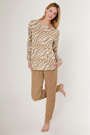 Pierre Cardin İnclined Kahverengi Kadın Uzun Kol Pijama Takım