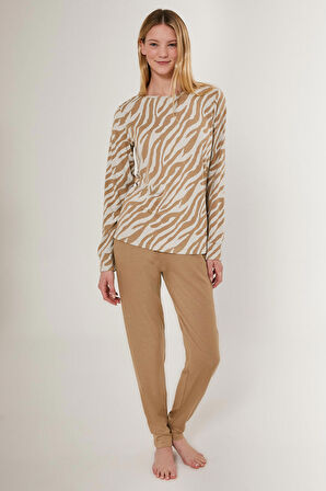 Pierre Cardin İnclined Kahverengi Kadın Uzun Kol Pijama Takım