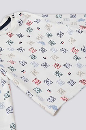 U.S. Polo Assn Krem Uspa Marka Desenli  Bebek 2 Li Takım