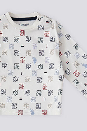 U.S. Polo Assn Krem Uspa Marka Desenli  Bebek 2 Li Takım