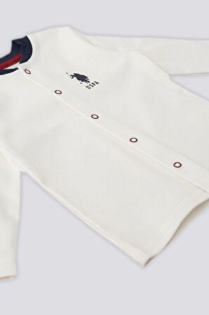 U.S. Polo Assn Krem Çıtçıtlı Uspa Desen Bebek 3Lü Takım