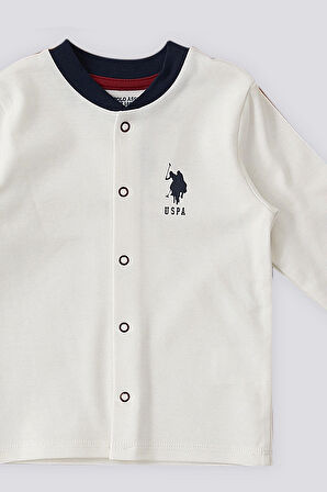 U.S. Polo Assn Krem Çıtçıtlı Uspa Desen Bebek 3Lü Takım