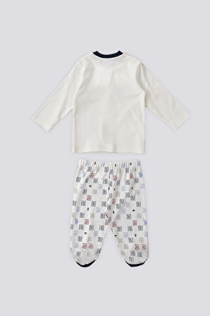 U.S. Polo Assn Krem Çıtçıtlı Uspa Desen Bebek 3Lü Takım
