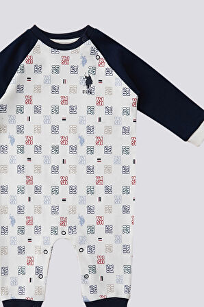 U.S. Polo Assn Garnili Çıtçıt Yaka  Krem Bebek Tulum