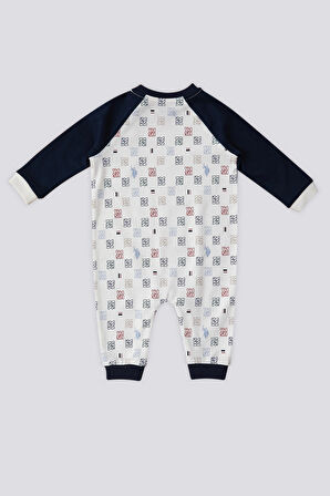 U.S. Polo Assn Garnili Çıtçıt Yaka  Krem Bebek Tulum