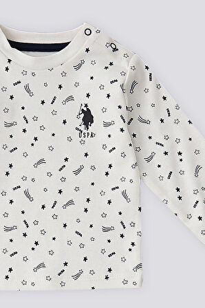 U.S. Polo Assn Krem Yıldız Desenli Bebek 2 Li Takım