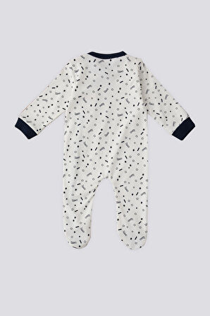 U.S. Polo Assn Yıldız Desen Çıtçıtlı Krem Bebek Tulum