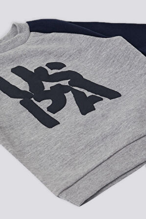 U.S. Polo Assn Gri Melanj Uspa Baskı Erkek Bebek 2 Li Takım