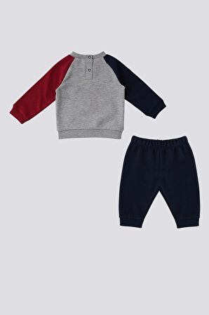 U.S. Polo Assn Gri Melanj Uspa Baskı Erkek Bebek 2 Li Takım