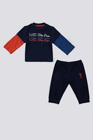 U.S. Polo Assn Lacivert Garnili Kol Detay Bebek 2 Li Takım